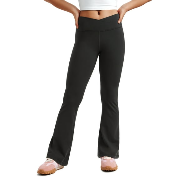 CRZ YOGA Girls Butterluxe Crossover Waist Yoga Flare Leggings Dance Casual Athletic Pants Bell Bottoms Kids Teen