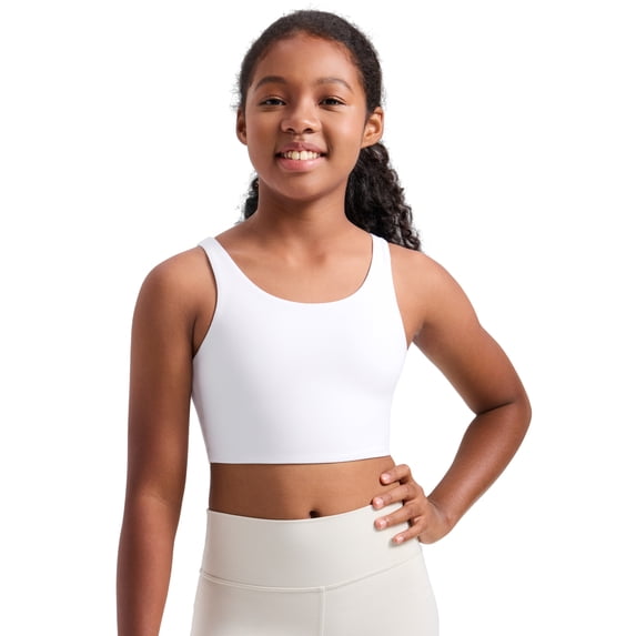 CRZ YOGA Girls Butterluxe Longline Sports Bra Yoga Athletic Casual Tops U Back Kids Teen