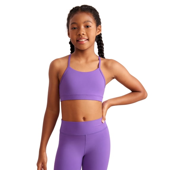 CRZ YOGA Girls Butterluxe Y Back Sports Bra Yoga Athletic Casual Tops Padded Crop Kids Teen