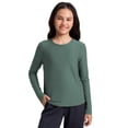 thumbnail image 1 of CRZ YOGA Girls Cloudweight Long Sleeve Athletic Shirts Active Sports Casual Tees Crew Neck Side Slit Winter Kids Teen, 1 of 5