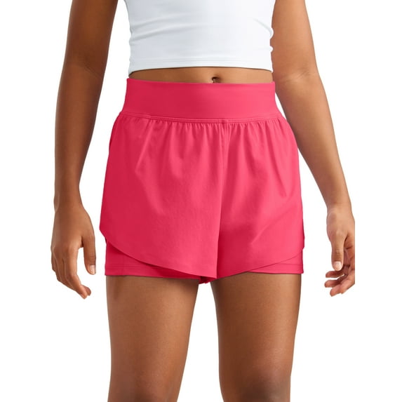 CRZ YOGA Girls Feathery-Fit Soft 2 in 1 Athletic Shorts Tennis Soccer Running Casual Liner Pockets Kids Teen