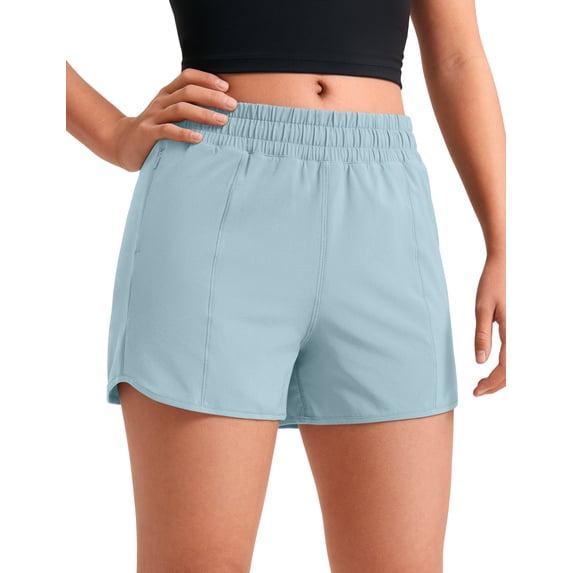 CRZ YOGA Girls Feathery-Fit Soft Athletic Shorts with Zipper Pocket Tennis Soccer Running Casual Liner Kids Teen