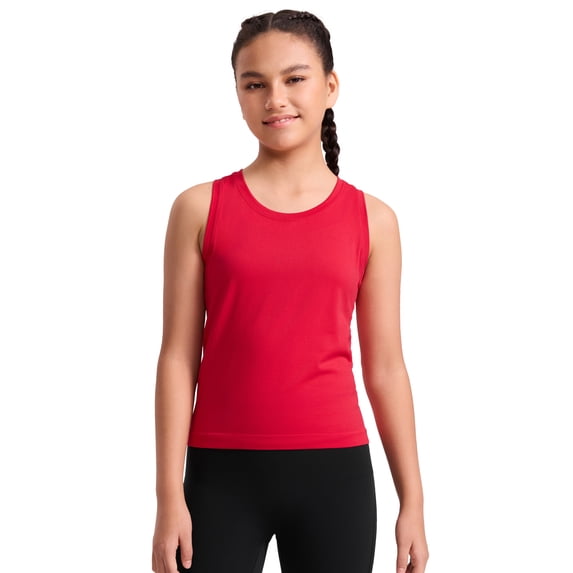 CRZ YOGA Girls Seamless Athletic Tank Tops Waist Length Active Dance Casual Racerback Sleeveless Shirts Kids Teen