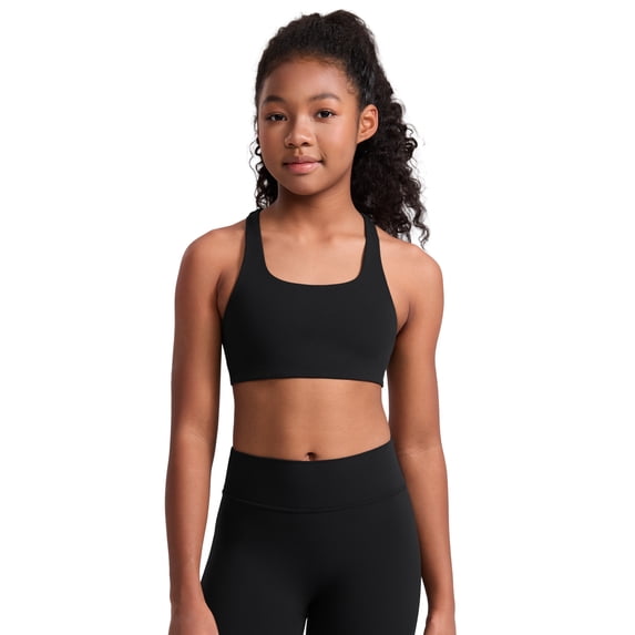 CRZ YOGA Girls Softness Mold Butterluxe Racerback Sports Bra Athletic Yoga Casual U Neck Scoop Teen Kids