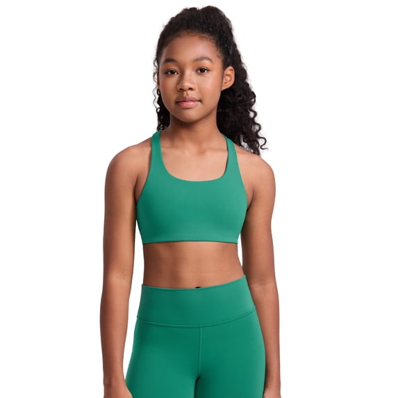 CRZ YOGA Girls Softness Mold Butterluxe Racerback Sports Bra Athletic Yoga Casual U Neck Scoop Teen Kids