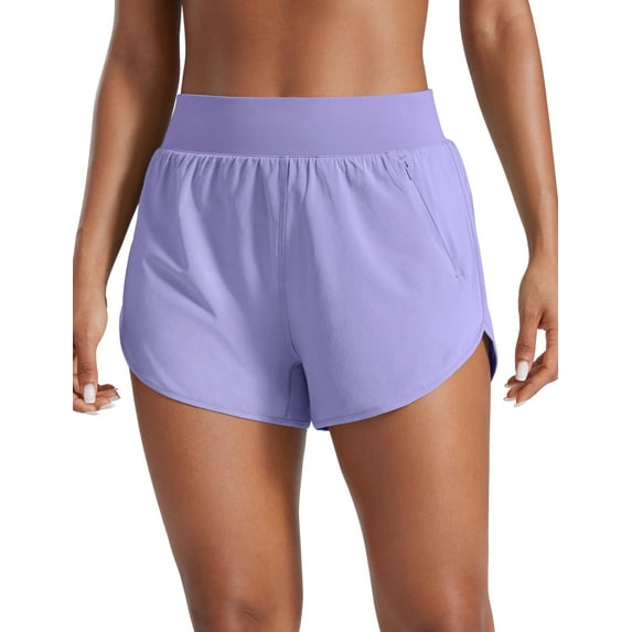 CRZ YOGA Athletic Shorts for Women 3" High Rise Quick Dry for Running Workout Track with Zip Pockets