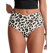 CRZ YOGA High Waisted V Cut Bikini Bottom for Women Cross Front Bathing Swimsuit Swim Briefs
