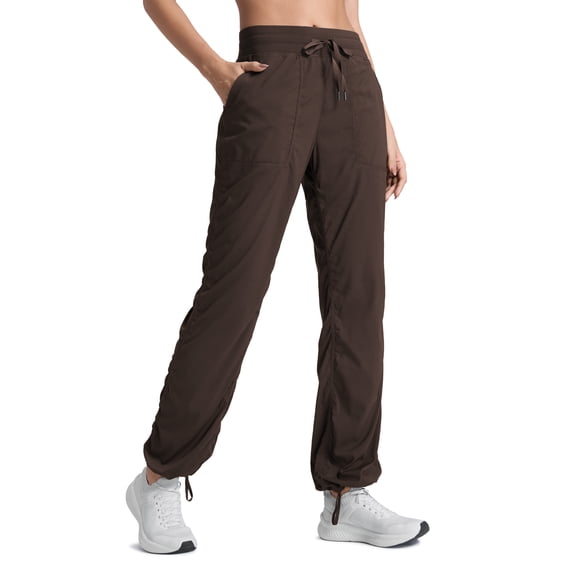 CRZ YOGA Lightweight Straight Leg Workout Pants for Women 32" Ruched Casual Work Athletic Joggers with Pockets