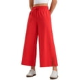 thumbnail image 1 of CRZ YOGA Lightweight Wide Leg Cropped Pants for Women 25" Casual Travel Work Sweatpants Summer, 1 of 5