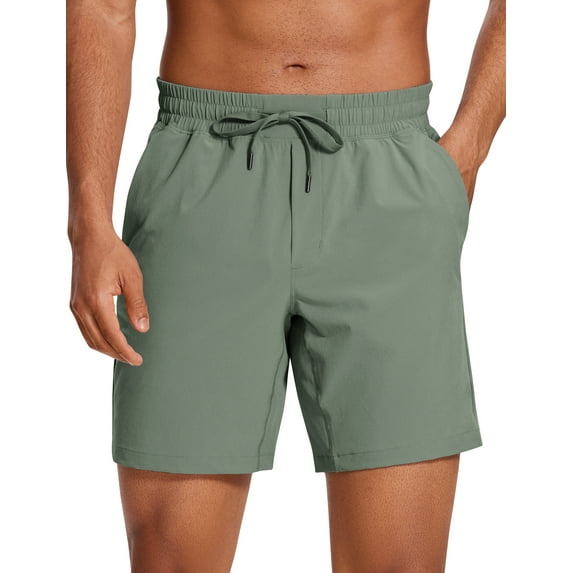 CRZ YOGA Men's Linerless Workout Shorts 7'' Quick Dry for Running Sports Athletic Gym with Pockets