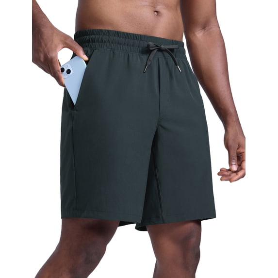 CRZ YOGA Men's Linerless Workout Shorts 9'' Quick Dry for Running Sports Athletic Gym with Pockets