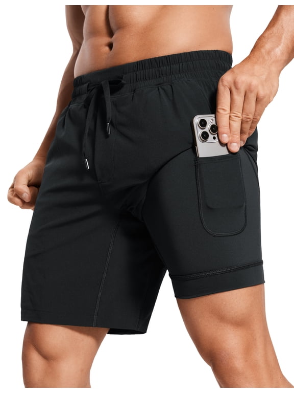 Mens 2 in 1 Running Shorts 7" Lined Workout Quick Dry Lightweight for Sports Athletic with Pockets