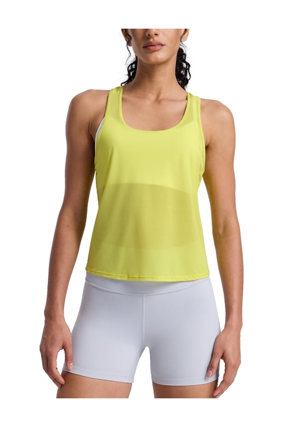 Mesh Workout Tank Tops for Women Athletic Sheer Cover Up Breathable Summer Sleeveless Shirts