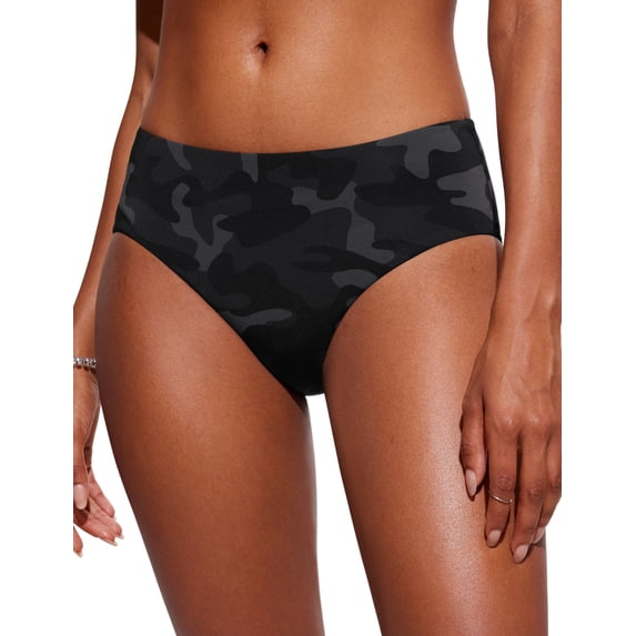 CRZ YOGA Mid Waisted Bikini Bottoms for Women Full Coverage Bathing Suit Swimsuit Basic Swim Briefs