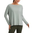 thumbnail image 1 of CRZ YOGA Pima Cotton Boat Neck Top,Workout, Loose Fit, Hip Length, Long Sleeve Shirts for Women, 1 of 5