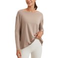 thumbnail image 1 of CRZ YOGA Pima Cotton Boat Neck Top,Workout, Loose Fit, Hip Length, Long Sleeve Shirts for Women, 1 of 6