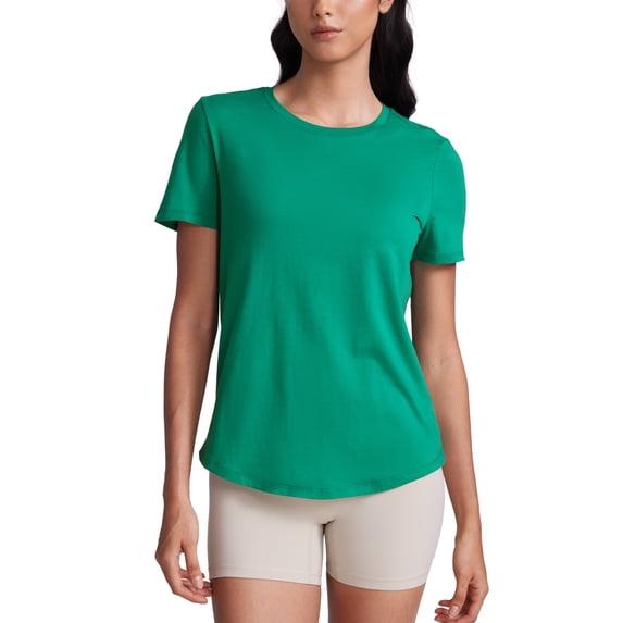 CRZ YOGA Pima Cotton Crewneck T-Shirts for Women Workout Casual Yoga Athletic Short Sleeve Shirts Soft Tops