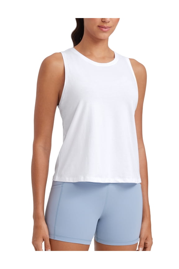 Women's Pima Cotton Sleeveless Loose Tank Tops Gym Yoga Tops Athletic Shirts