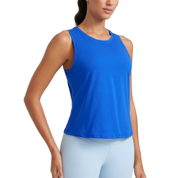 CRZ YOGA Women's Pima Cotton Sleeveless Loose Tank Tops Gym Yoga Tops Athletic Shirts