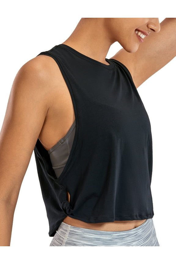 Pima Cotton Tank Tops for Women Workout Yoga Running Loose Crop Sleeveless Shirts