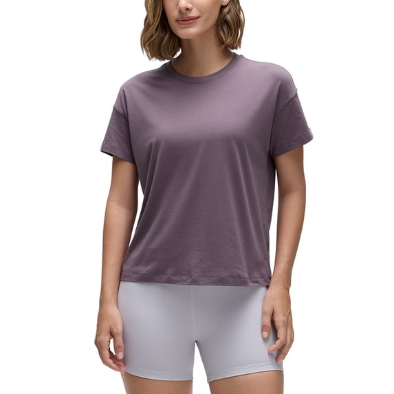 CRZ YOGA Pima Cotton Relaxed T-Shirts for Women Workout Athletic Gym Casual Short Sleeve Shirts