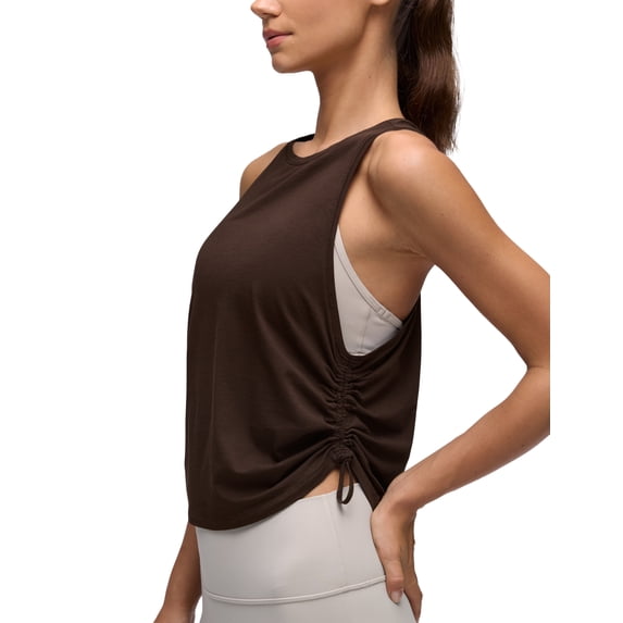 CRZ YOGA Pima Cotton Ruched Side Tank Tops for Women Workout Athletic Casual Racerback Sleeveless Shirts