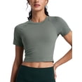 thumbnail image 1 of CRZ YOGA Seamless Crop Workout Tops for Women Athletic Running Gym Yoga Short Sleeve Shirts Basic, 1 of 6