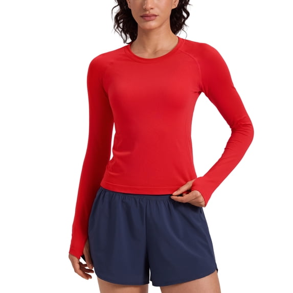 CRZ YOGA Seamless Long Sleeve Shirts for Women Workout Athletic Running Yoga Tops