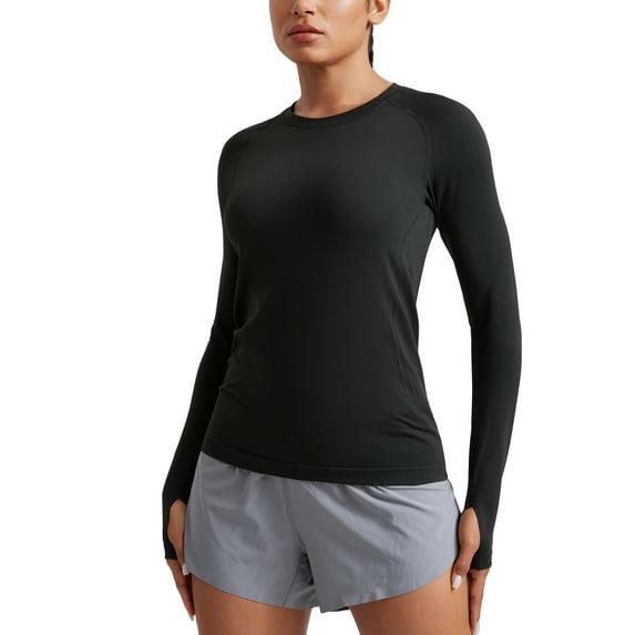 CRZ YOGA Seamless Long Sleeve Shirts for Women Workout Athletic Running Yoga Tops Breathable Tshirt