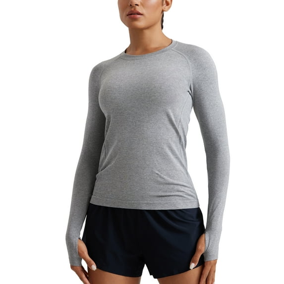 CRZ YOGA Seamless Long Sleeve Shirts for Women Workout Athletic Running Yoga Tops Breathable Tshirt