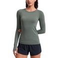 thumbnail image 1 of CRZ YOGA Seamless Long Sleeve Shirts for Women Workout Athletic Running Yoga Tops Breathable Tshirt, 1 of 8