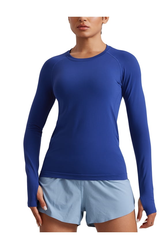 Seamless Long Sleeve Shirts for Women Workout Athletic Running Yoga Tops Breathable Tshirt