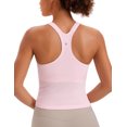 thumbnail image 1 of CRZ YOGA Seamless Ribbed Tank Top for Women Workout Racerback Padded Athletic Camisole with Built in Bra, 1 of 4