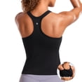 thumbnail image 1 of CRZ YOGA Seamless Ribbed Tank Top for Women Workout Racerback Padded Athletic Camisole with Built in Bra, 1 of 6