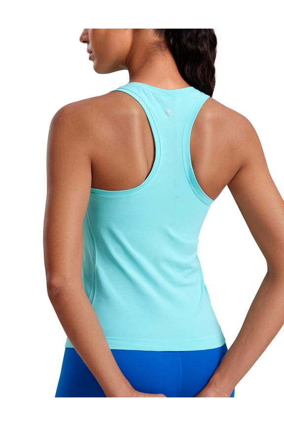 Seamless Womens Breathable Workout Tank Tops Racerback Sleeveless Running Athletic Shirts
