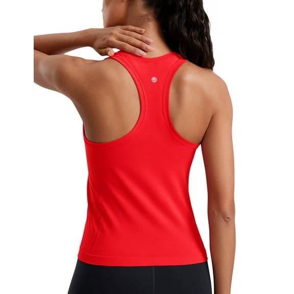 CRZ YOGA Seamless Womens Breathable Workout Tank Tops Racerback Sleeveless Running Athletic Shirts