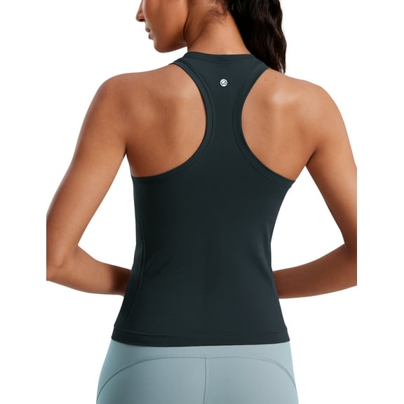 CRZ YOGA Seamless Womens Breathable Workout Tank Tops Racerback Sleeveless Running Athletic Shirts