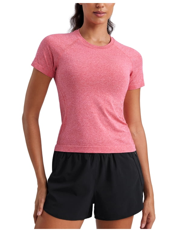 Seamless Workout Tops for Women Running Gym Athletic Yoga Short Sleeve Shirts