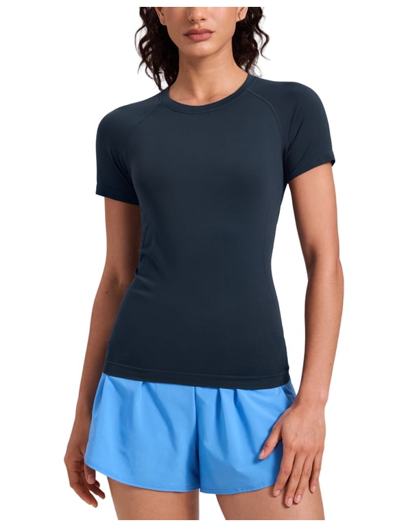 Seamless Workout Tops for Women Athletic Running Gym Yoga Short Sleeve Shirts Breathable Tees