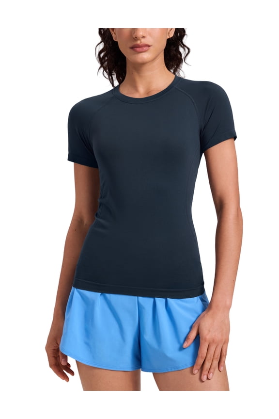 Seamless Workout Tops for Women Athletic Running Gym Yoga Short Sleeve Shirts Breathable Tees
