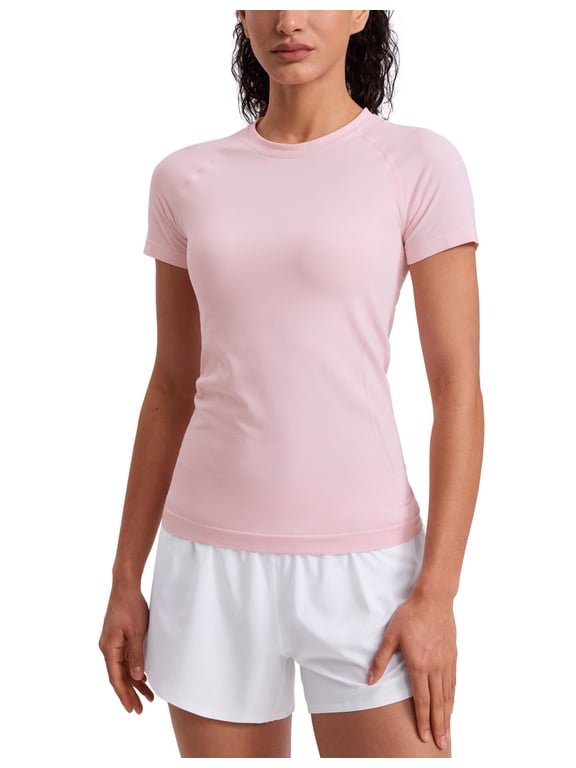 Seamless Workout Tops for Women Athletic Running Gym Yoga Short Sleeve Shirts Breathable Tees