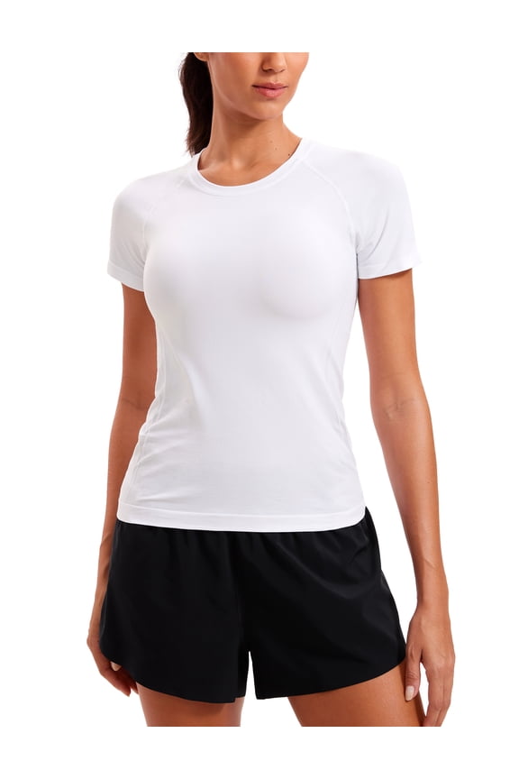 Seamless Workout Tops for Women Short Sleeve Athletic Tees Breathable
