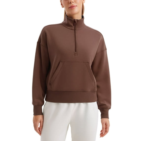 CRZ YOGA SoftAura Half Zip Sweatshirt for Women Long Sleeve Pullover Workout Casual Tops with Pocket