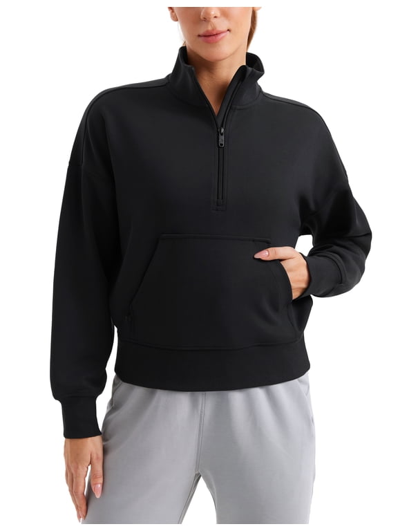 SoftAura Half Zip Sweatshirt for Women Long Sleeve Pullover Workout Casual Tops with Pocket
