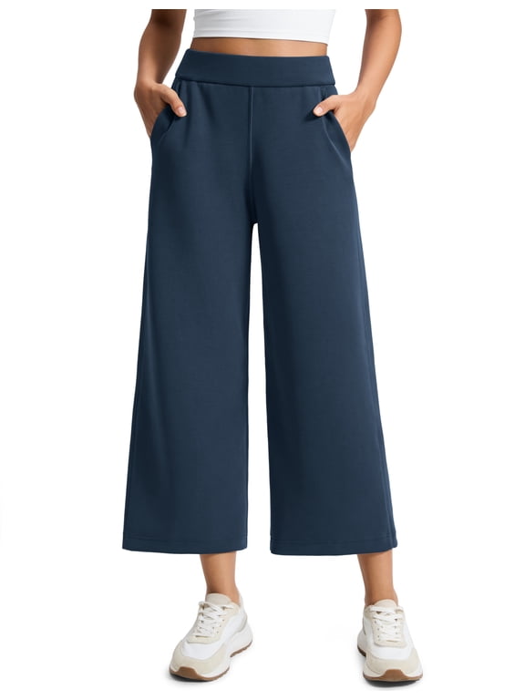 SoftAura Wide Leg Sweatpants Women 25" Modal Travel Casual Pants with Pockets