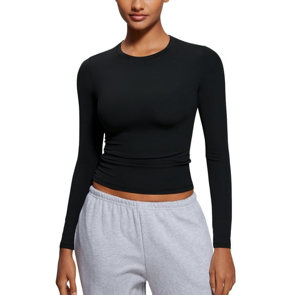 CRZ YOGA Softembrace Long Sleeve Shirts for Women Casual Tops Soft Basic T-Shirts