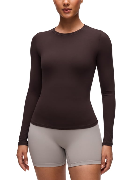 Softembrace Crewneck Long Sleeve Workout Top, Ultra Soft, Shirts for Women