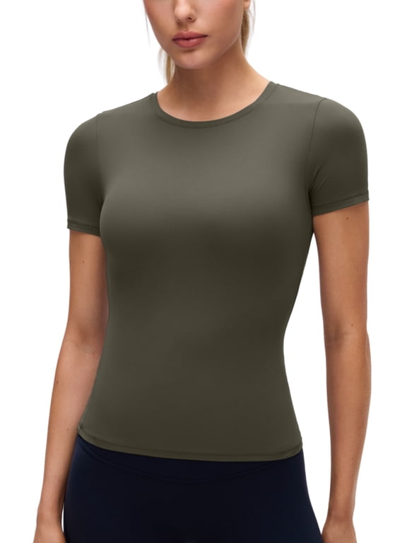 Softembrace High Neck Tops for Women Soft Casual Shirts Basic Short Sleeve T-Shirt