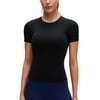 CRZ YOGA Softembrace High Neck Tops for Women Soft Casual Shirts Basic Short Sleeve T-Shirt