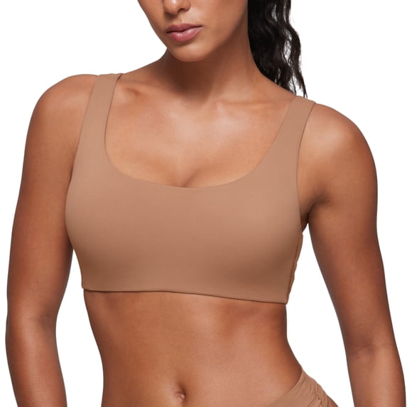 CRZ YOGA Softhold Women's Double Lined U Back Bralettes Unlined Everyday Bras Wireless Cami
